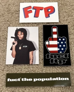 LOTE de 4 pegatinas FTP Fuckthepopulation logotipo negro Kray Rari Fuct ¡ENVÍO GRATUITO! - Imagen 1 de 7
