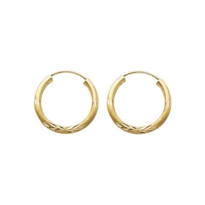 14K Yellow Gold 2mm Diamond Cut Hoop Earrings for girls - Image 1 of 4