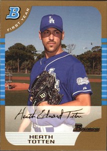 2005 Bowman Gold Los Angeles Dodgers Baseball Card #299 Heath Totten FY