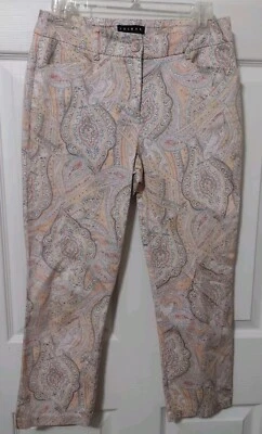 Pantalones chinos tribales de cachemira para mujer 4 elásticos ajustados, melocotón, bonitos  Foto 1 de 4