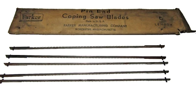 (5) VINTAGE PARKER USA COPING SAW  6 INCH PIN END CARBON COPING SAW BLADES - Image 1 of 4