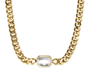 KURZ & SUITE - GOLD GROBER KRISTALL EDELSTEIN COLLIER + OHRRINGE - NEU - Bild 1 von 3