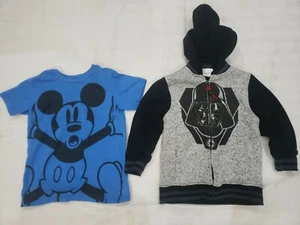 Lot of 2 Boys Tops - Star Wars sweater XS and Mickey Shirt S - Picture 1 of 7