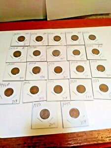 New ListingLot Of 22 Wheat Pennies 1937-1946 #9