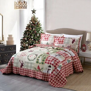 3Pc Quilt Bedspread Sets Bedding Coverlet Bedroom Floral Queen King Size, BY009 - Picture 1 of 6