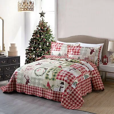 3Pc Quilt Bedspread Sets Bedding Coverlet Bedroom Floral Queen King Size, BY009 - Image 1 of 4