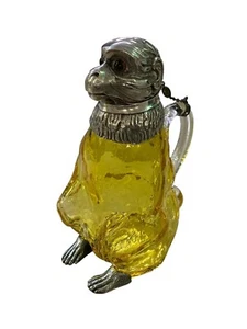 Victorian Style 20thC Silverplated mounted on Yellow Glass Claret Jug / Decanter - Picture 1 of 12