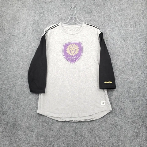 Orlando City SC Shirt Mens L Large Gray Fanatics Pullover 3/4 Sleeve MLS Soccer Cover