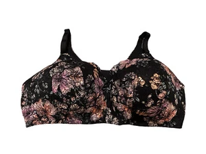 Torrid curve black floral lace lightly lined adjustable t shirt bra 44DD - Picture 1 of 8