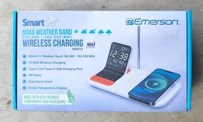 Radio reloj despertador doble sensor de temperatura banda meteorológica inteligente Emerson WBS12 🆕 Foto 1 de 4