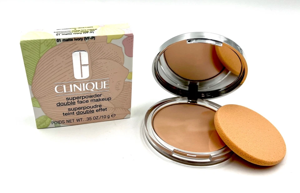 New in Box! Clinique Superpowder Double Face Makeup ~ 01 Matte Ivory ~ Full Size - Image 1 of 2