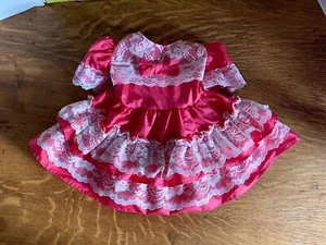 Vtg Jill Lynn Dress 12M Hot Pink Ruffles Full Skirt Frilly Lace Flutter Sleeves - Picture 1 of 9