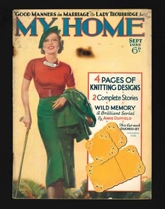 My Home Sept 1935 Vintage Damenmagazin Strickmuster Nähen Küche - Bild 1 von 1