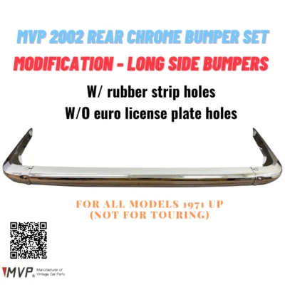 MVP BMW 2002 Rear Chrome Bumper Set, Long Bumpers for Year 71' up, Modification - Image 1 of 4