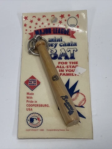 Vintage Atlanta Braves 4" Mini Wood Baseball Bat Keychain 1￼996 Original Package Cover