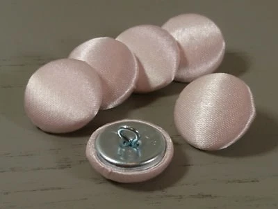 Light Pink Satin Fabric Buttons, 16mm, 20mm, 25mm, Small, Medium & Large - Image 1 of 3