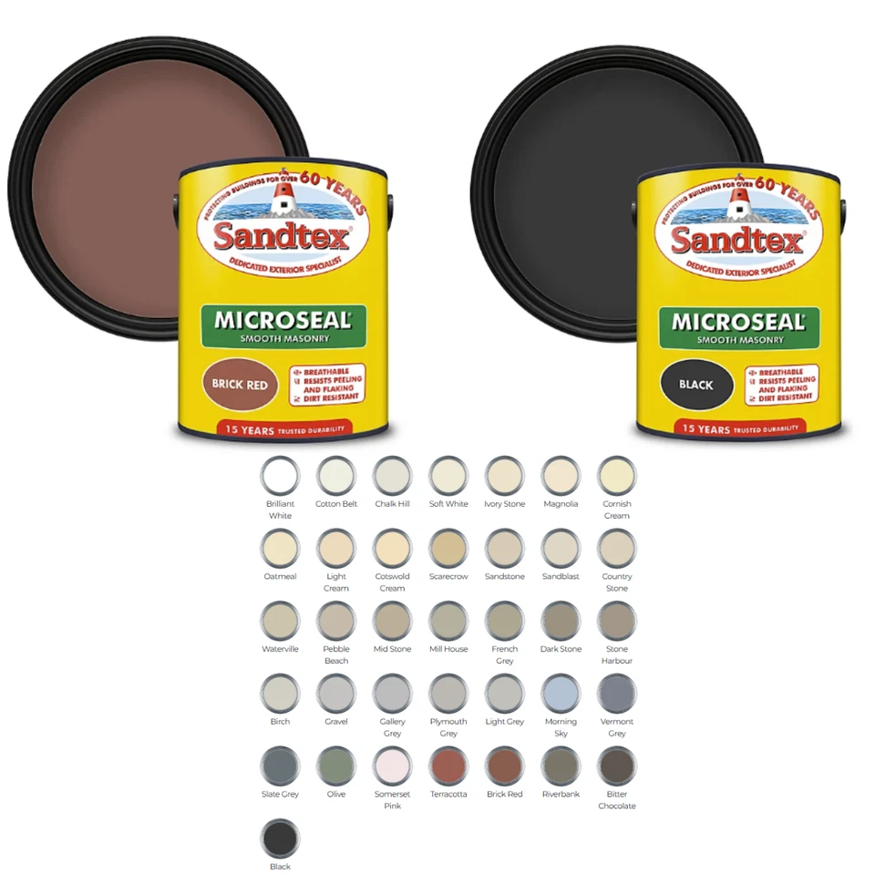 Sandtex Pittura Muratura 1L/2,5L/5L - Qualità Ultra Liscia Impermeabile Tutti i Colori - Immagine 1 di 1