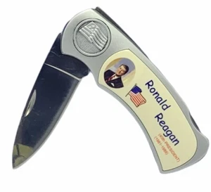 Pocket knife Presidents folding blade vtg US flag history Ronald Reagan 40th - Picture 1 of 4
