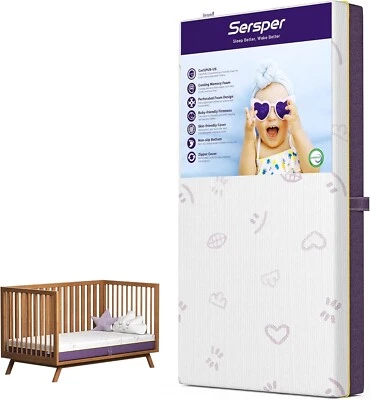 Colchón de cuna transpirable, colchón cómodo de espuma viscoelástica para cama para niños pequeños... Foto 1 de 4