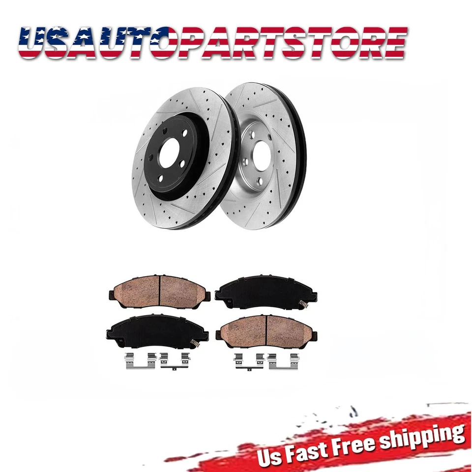 Front Drilled Rotors Brake Pads Kit for 2009-2013 Honda Pilot Acura MDX RLX ZDX Foto 1 de 4