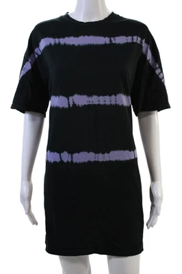 Vestido camisero con estampado de tie dye negro de algodón orgánico talla pequeña Ninety Percent para mujer Foto 1 de 4