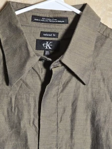 Camicia elegante uomo Calvin Klein 16,5 32/33 sartoriale vestibilità verde oliva lunga 322 - Foto 1 di 5