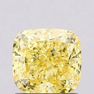 Lab Grown Cushion 1.17 Ct Fancy Vivid Yellow VS2 IGI Certified CVD Diamond - Image 1 of 4