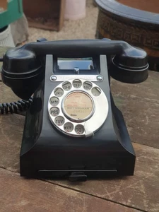 Vintage 1940's GPO Rotary Dial Telephone Black Bakelite Call Exchange Button - Picture 1 of 11