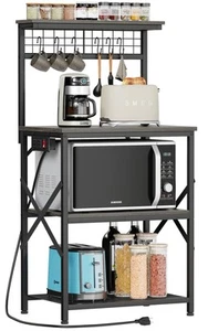Kitchen Bakers Rack with Power Outlet, Coffee Bar Station with Storage 4 Tier... - Picture 1 of 8