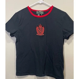 Vintage Ralph Lauren dunkelblaues T-Shirt rot gesticktes Logo Classic Tee Gr. M - Bild 1 von 7