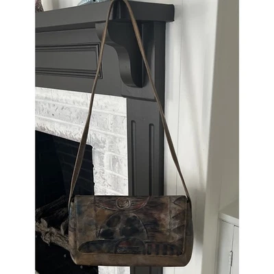 JANE YOO Usable Arte De Colección Pintado a Mano Firmado Bolso de Cuero Boho Cartera de Hombro Foto 1 de 4