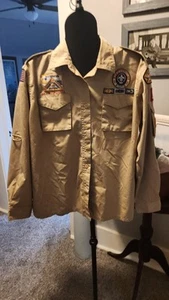 Boy Scouts of America Shirt Adult L Brown Long Sleeve Patches MO/KS - Picture 1 of 4