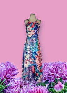 FLOWER BOUQUET Summer Maxi Dress Sleeveless FLORAL Pink Purple Women's Small - Picture 1 of 10
