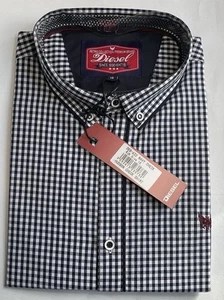 Diesel Navy Check Pattern Long Sleeved Shirt Age 15 Tagged & Bagged - Picture 1 of 4