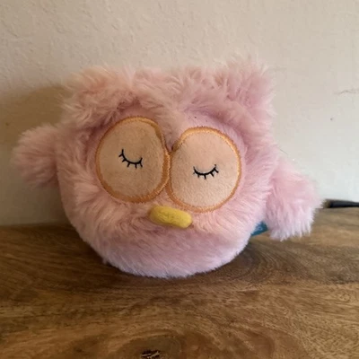 Manhattan Toys Pink OWL Squeezmeez 4" Plush Stuffed Animal Toy - Image 1 of 4