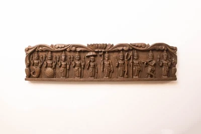 Dshavatara Estatua Panel de Pared de Madera Vishnu Avatar Escultura Dioses Hindúes Talla Foto 1 de 4