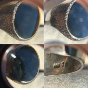 Vintage Japan Signet Ring Silver 925 Stamp Enamel Black Oval Men's Jewelry 17.7 - Picture 1 of 11