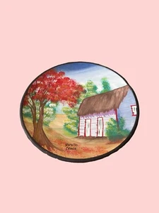 Ton Terrakotta Souvineir Teller - Gemälde "Punta Cana" - Dominikanische Rep 8"D - Bild 1 von 2