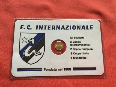 MONEDA 8K oro macizo miniatura soporte plástico: F.C. Internazionale FC Inter de Milán Foto 1 de 4