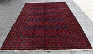 6'10 x 9'9 Handmade vintage afghan tribal baluchi area rug, 100% wool rug 7x10 - Picture 1 of 9