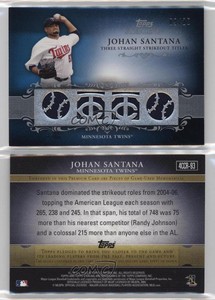 2009 Topps Sterling Career Chronicles Relics Quad /25 Johan Santana #4CCR-93