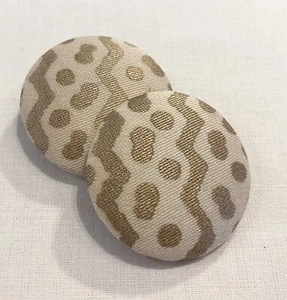 TWO FORTUNY OLD WHITE & GOLD W/O STRIPE "TAPA" ITALIAN CUSTOM COVERED BUTTONS - Picture 1 of 3
