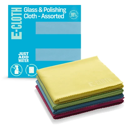 E-CLOTH Glass & Polishing Cloths - Assorted Colors - 4 pack