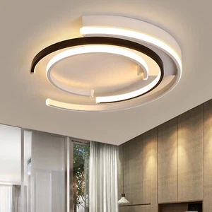 19.7'' Round LED Ceiling Light Flush Mount Ceiling Fixture Simple Black+White - Picture 1 of 13