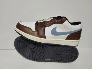 NEW Men's NIKE Air Jordan 1 Low SE FQ7832 142 WHITE BLUE/GREY/BLACK SAIL SZ 9 - Picture 1 of 5