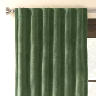 1 Single 50x84 Blackout Green Velvet Curtain Panel - Threshold - Image 1 of 4