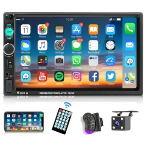 Double 2 Din Car Stereo Radio 7" Touch Screen Bluetooth Audio + Backup Camera - Picture 1 of 18
