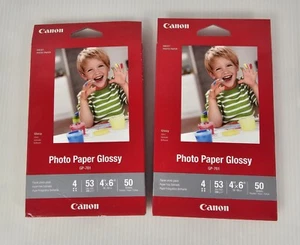 2 opakowania papieru fotograficznego Canon GP-701 błyszczącego 4" x 6", 50 arkuszy x 2, oryginalny nowy - Zdjęcie 1 z 2