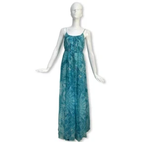 Galliano Womens Spaghetti Straps Printed Silk Long Dress Blue EUR42 US6 UK10 - Picture 1 of 12