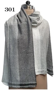 100% Wool Cashmere Grey/Black Ombre' Women's/Ladies Winter Scarf/Stole/Shawl - Picture 1 of 2